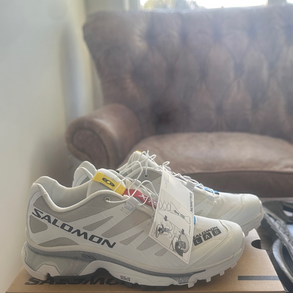 Salomon White and Gray Running Shoes